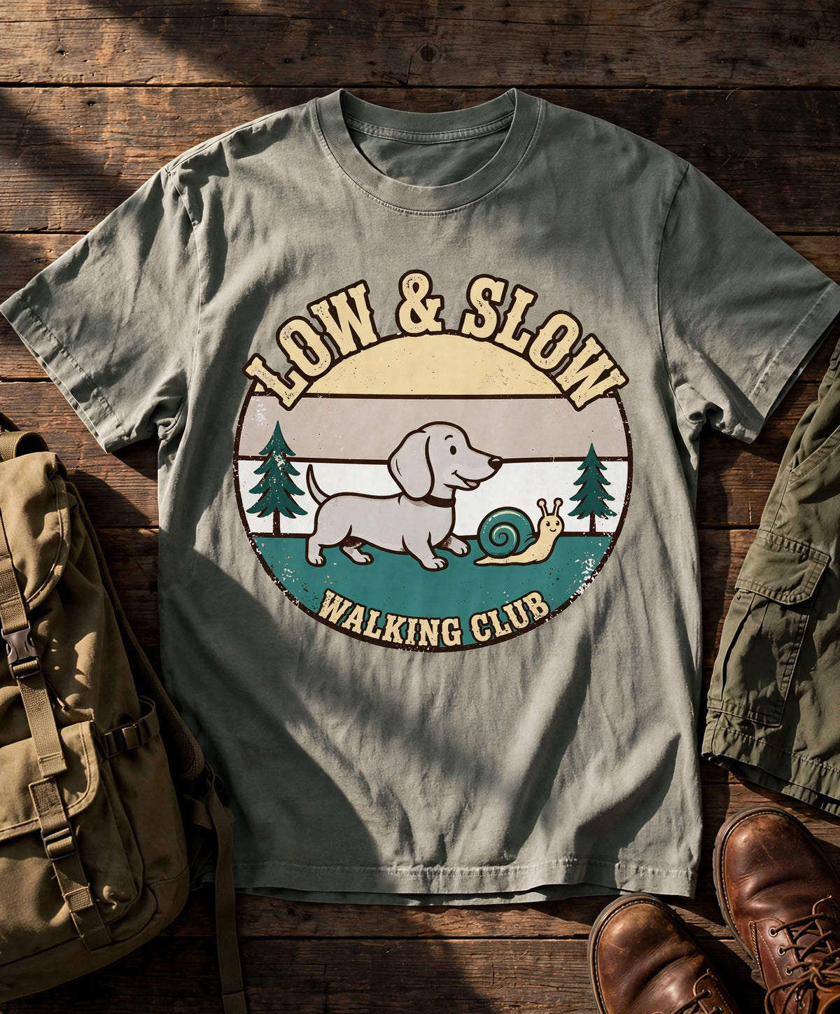 Low & Slow Walking Club Dachshund Tee in Bay
