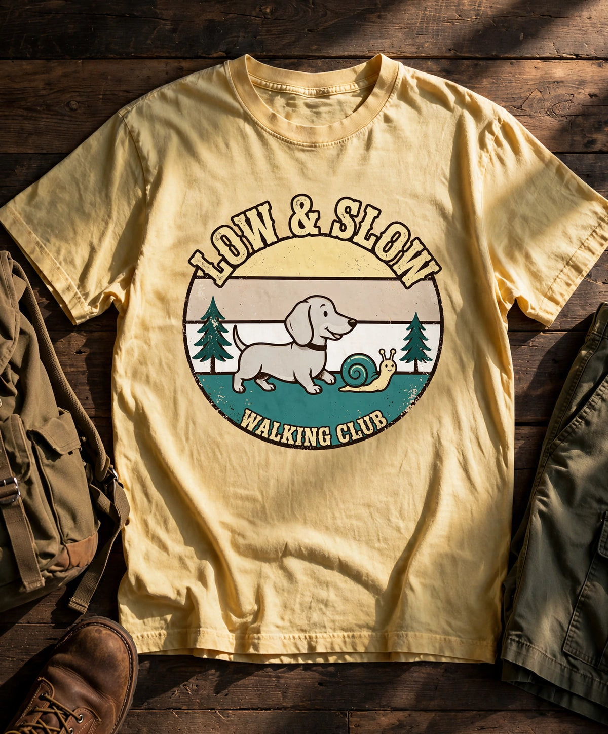 Low & Slow Walking Club Dachshund Tee in Butter