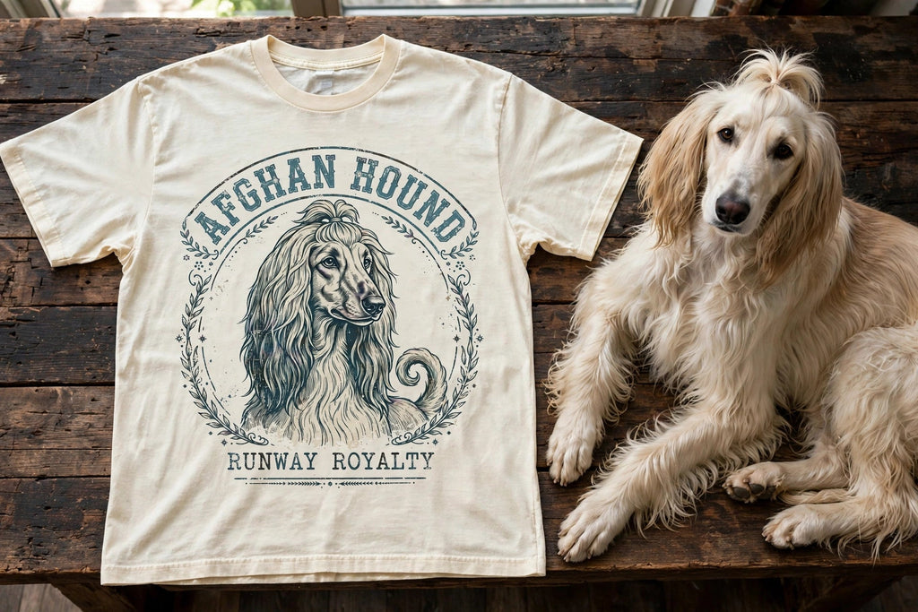 Afghan Hound Runway Royalty Tee in Butter