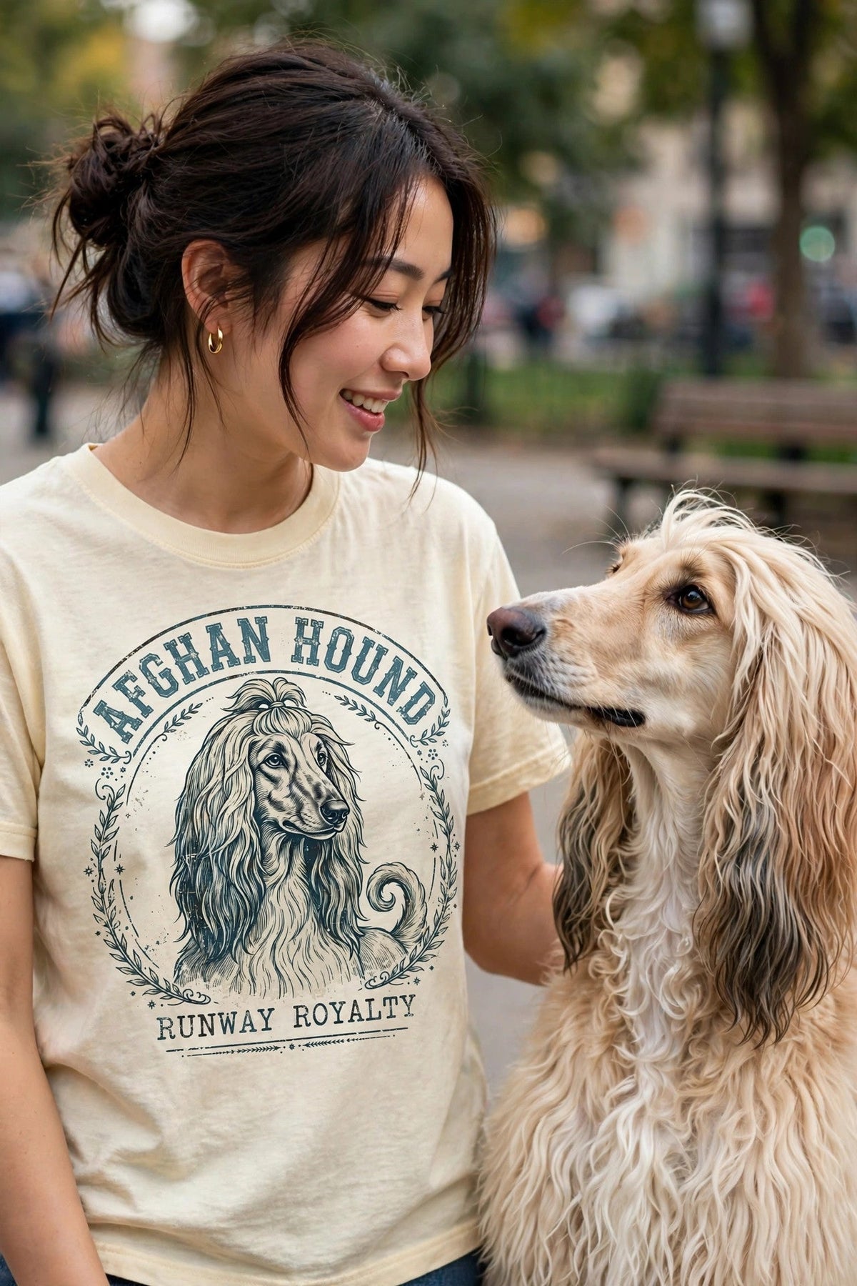 Worn by her — Afghan Hound Runway Royalty Tee