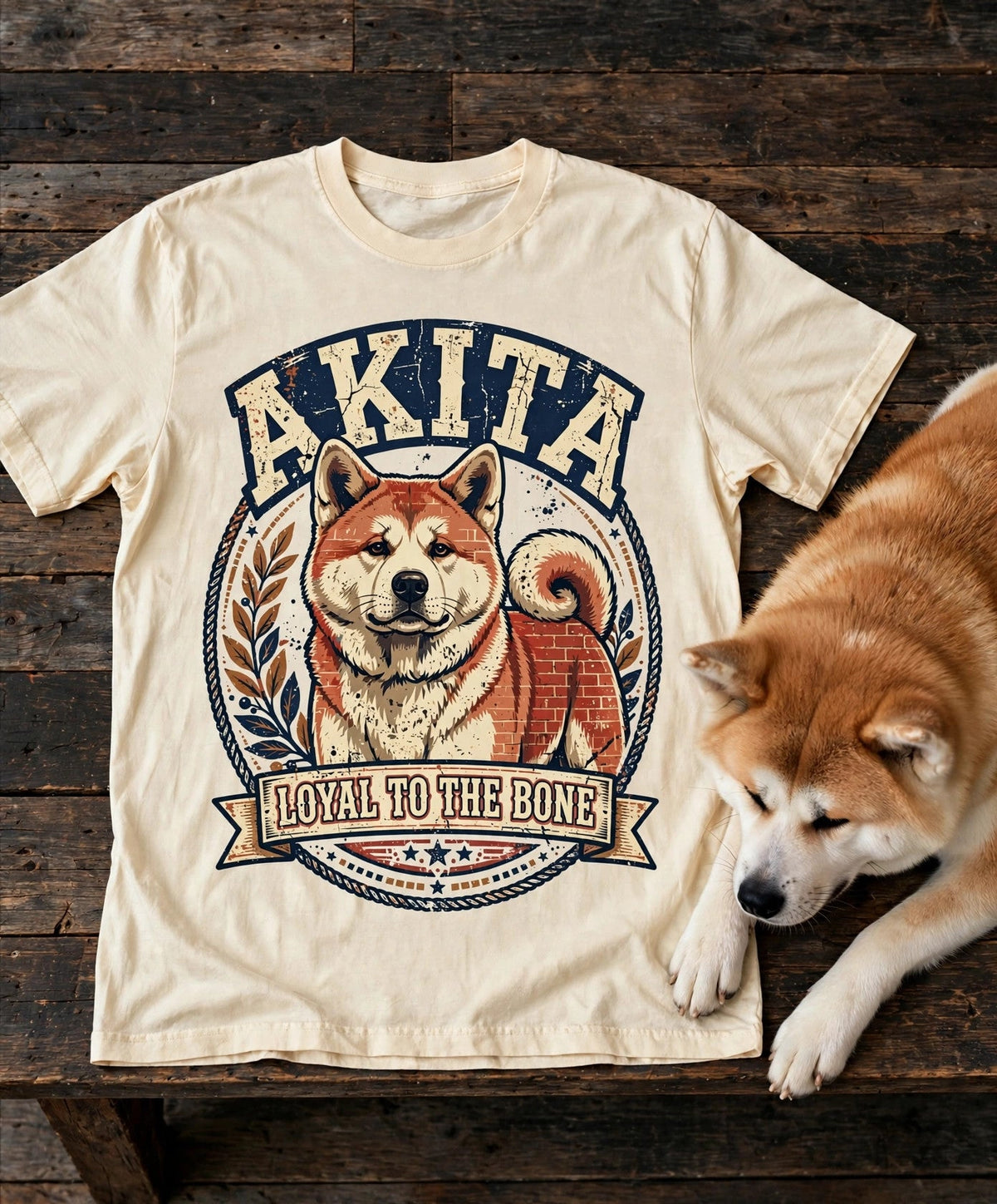 Loyal To The Bone Akita Tee in Butter