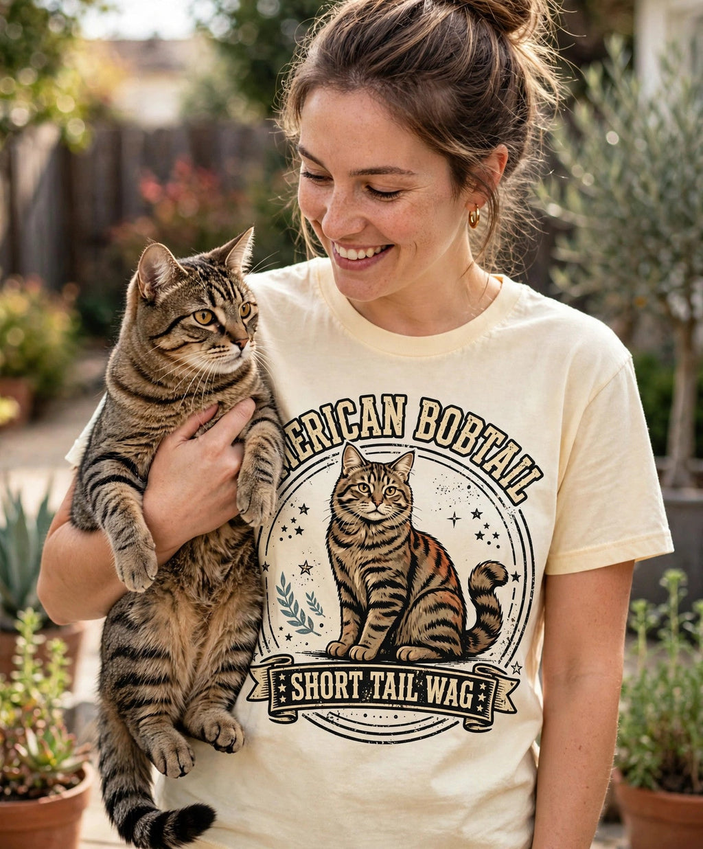 Worn by her — American Bobtail Short Tail Wag Tee