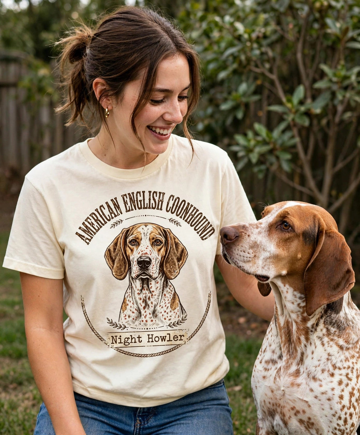 Worn by her — Night Howler American English Coonhound Tee