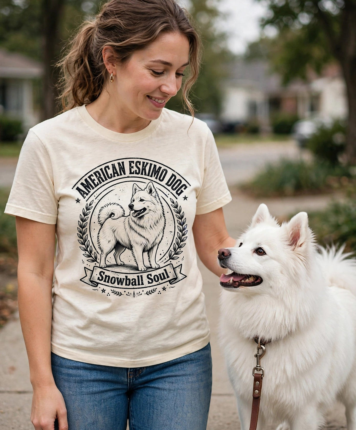 'Snowball Soul' American Eskimo Dog T-Shirt — alternate view