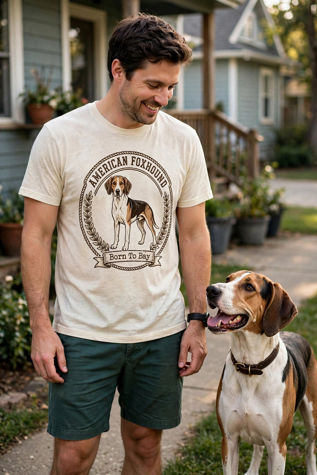 Worn by him — American Foxhound Born To Bay Tee