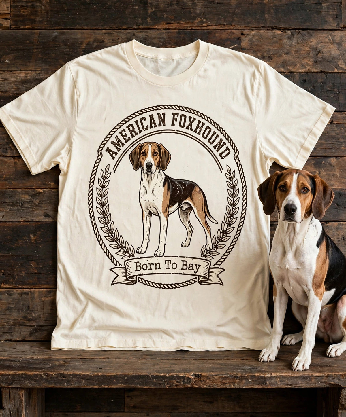 Born To Bay American Foxhound Tee in Butter