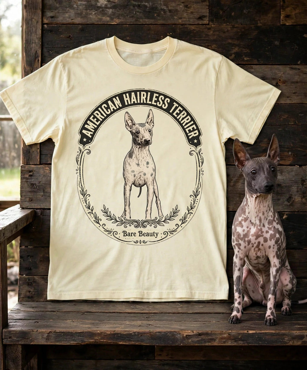 Bare Beauty American Hairless Terrier Tee in Butter