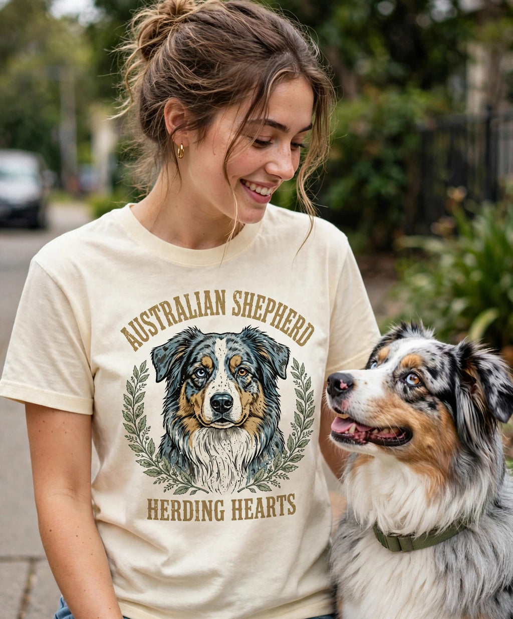 'Herding Hearts' Australian Shepherd T-Shirt — alternate view
