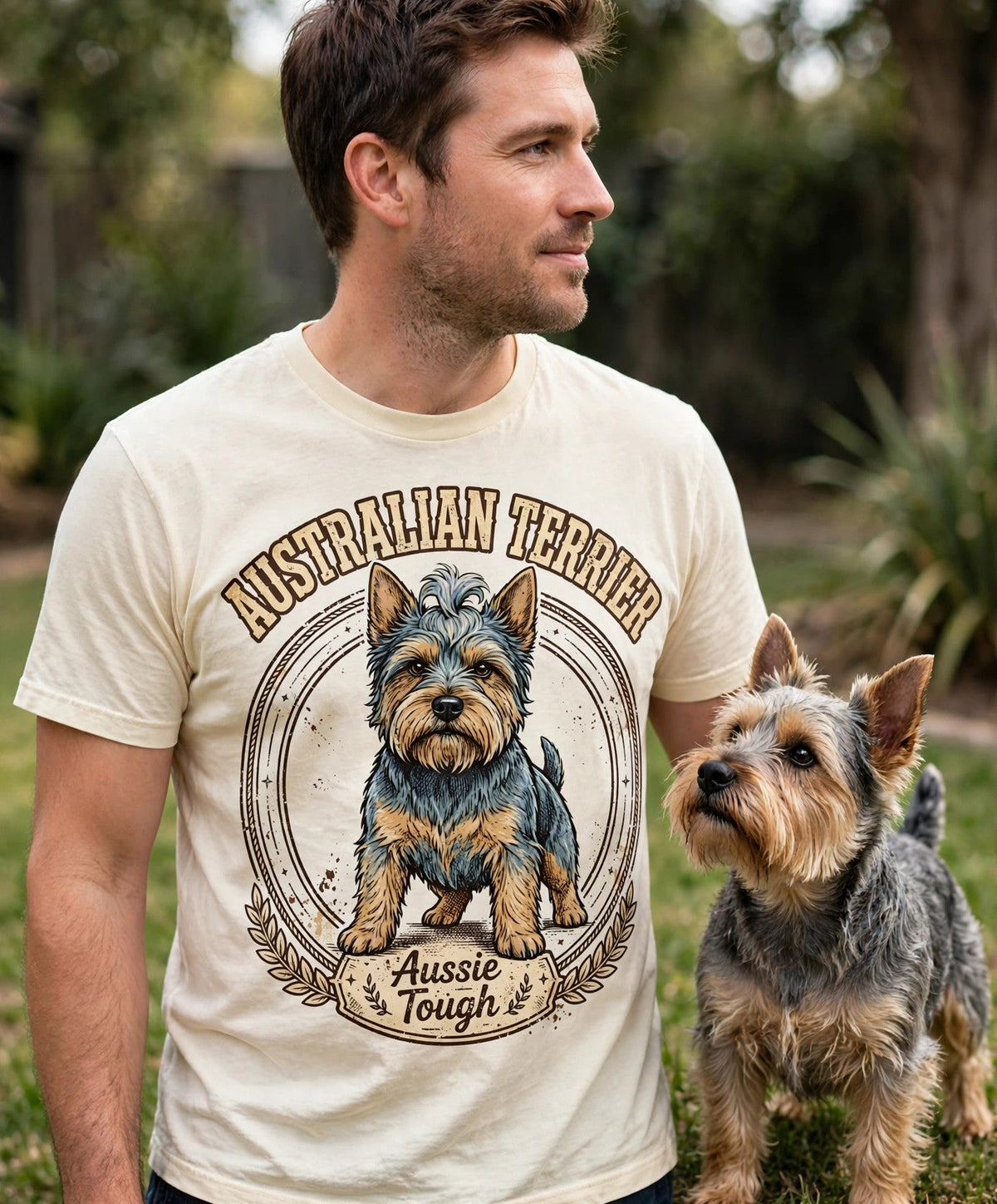 Worn by him — Australian Terrier Aussie Tough Tee