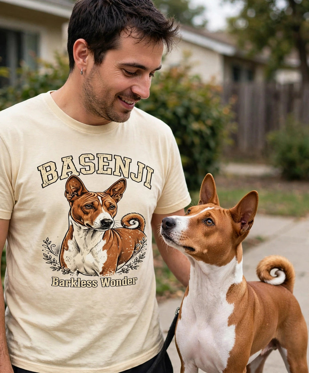 Worn by him — Barkless Wonder Basenji Tee