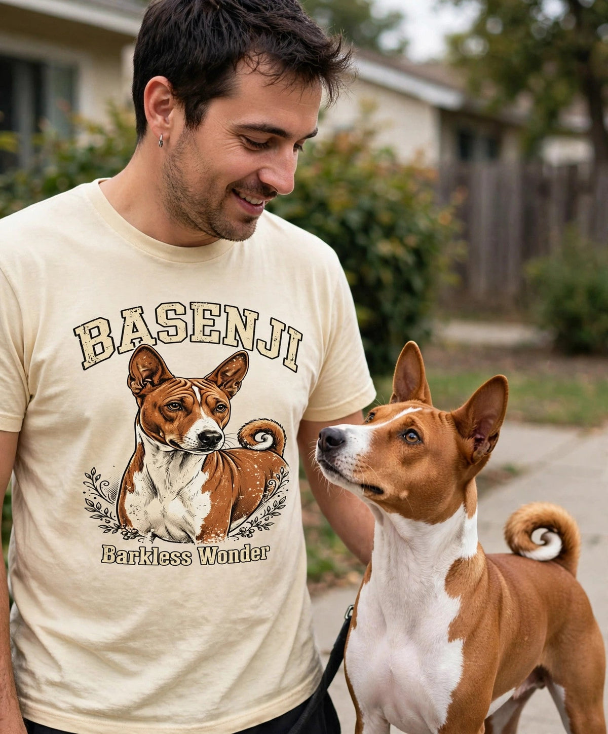 Worn by him — Barkless Wonder Basenji Tee