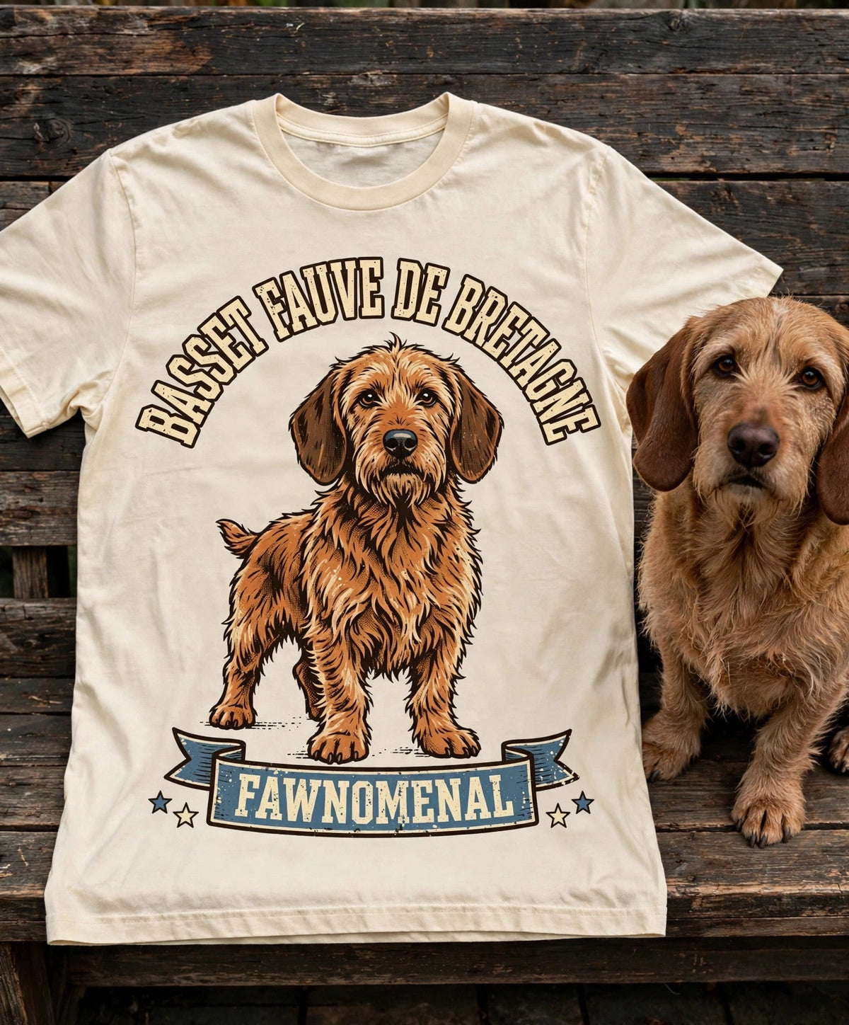 Basset Fauve de Bretagne Fawnomenal Tee — Comfort Colors fabric detail
