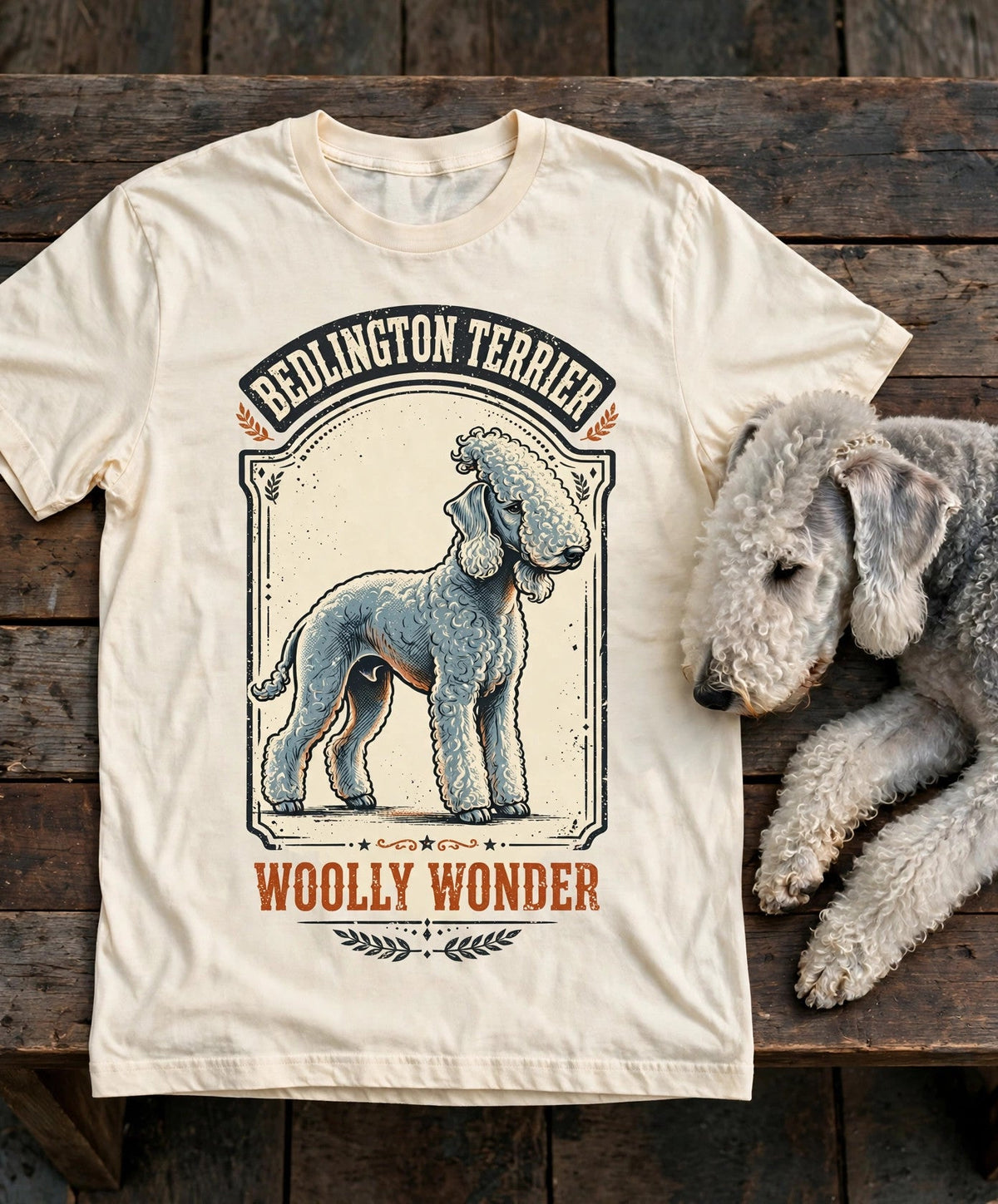 Woolly Wonder Bedlington Terrier Tee in Butter