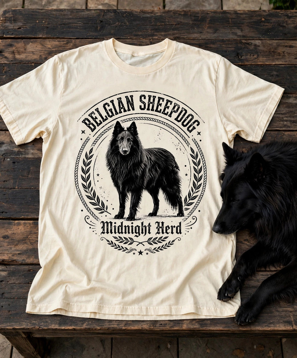 Belgian Sheepdog Midnight Herd Tee in Butter
