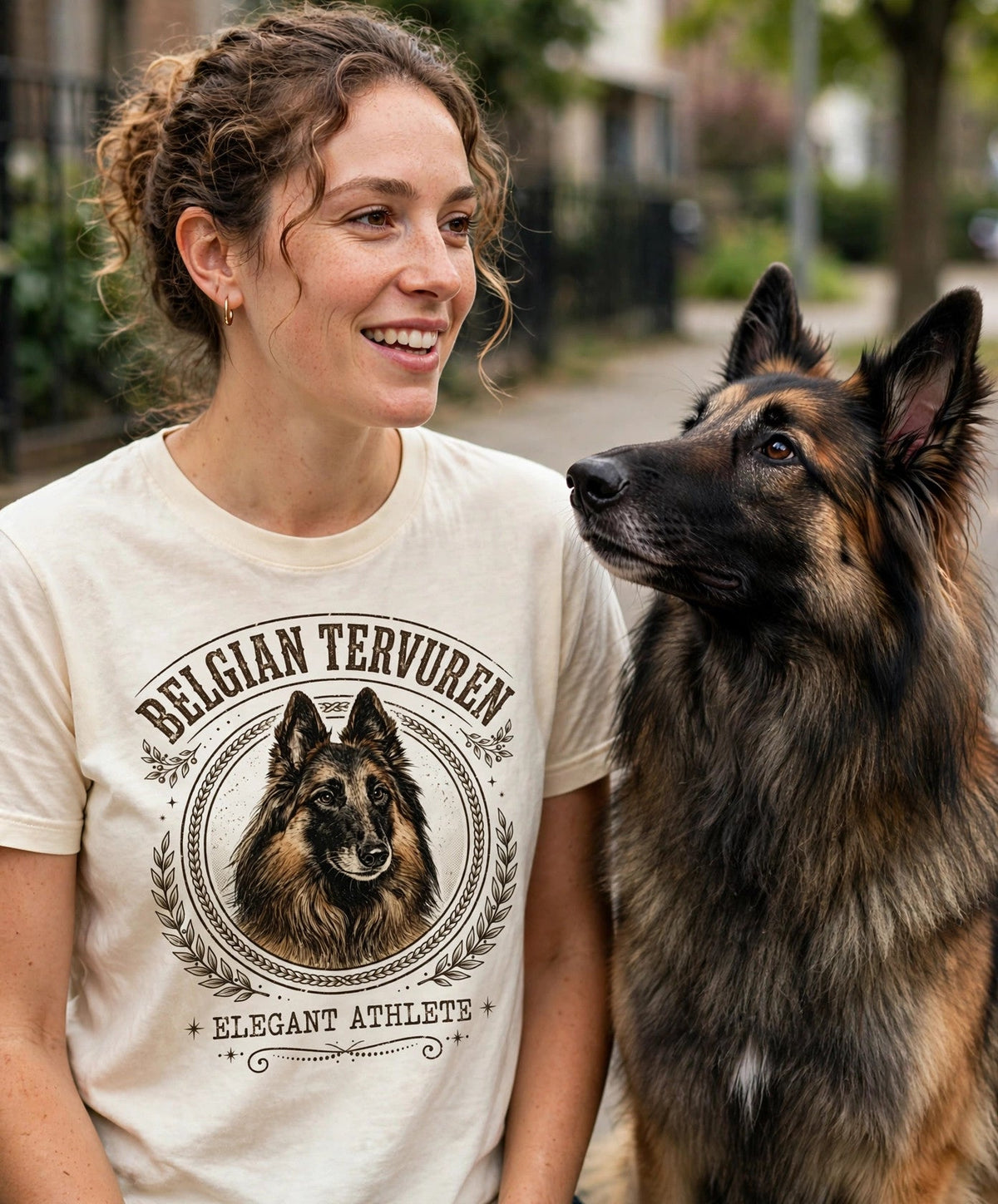 Worn by her — Belgian Tervuren Elegant Athlete Tee