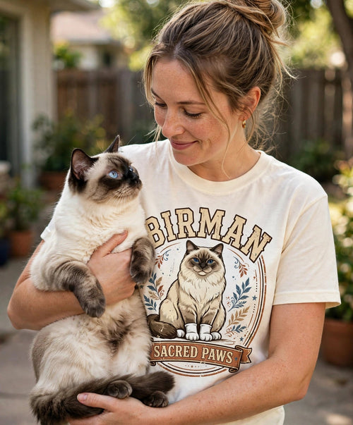 'Sacred Paws' Birman T-Shirt in Butter