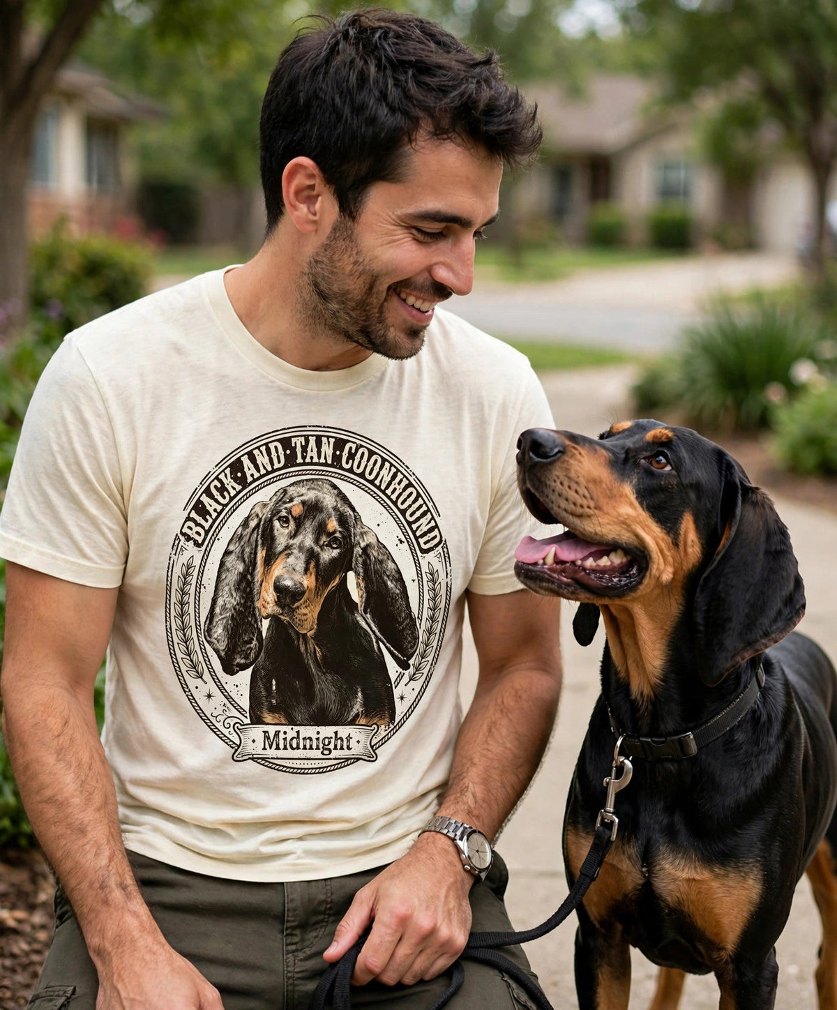 'Midnight' Black and Tan Coonhound T-Shirt — alternate view