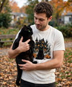Worn by him — Black Cat Haunted Halloween Tee