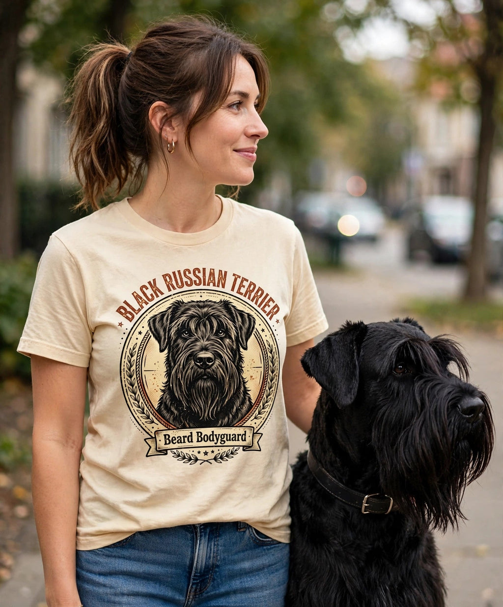 'Beard Bodyguard' Black Russian Terrier T-Shirt — alternate view