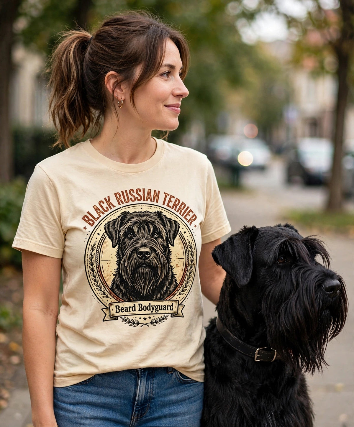 'Beard Bodyguard' Black Russian Terrier T-Shirt — alternate view