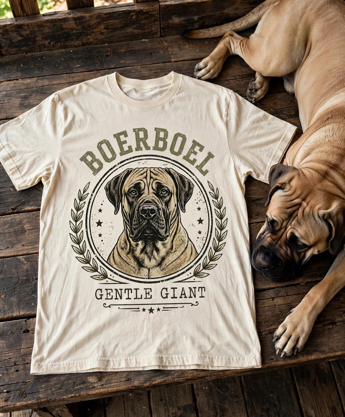 'Gentle Giant' Boerboel T-Shirt in Butter