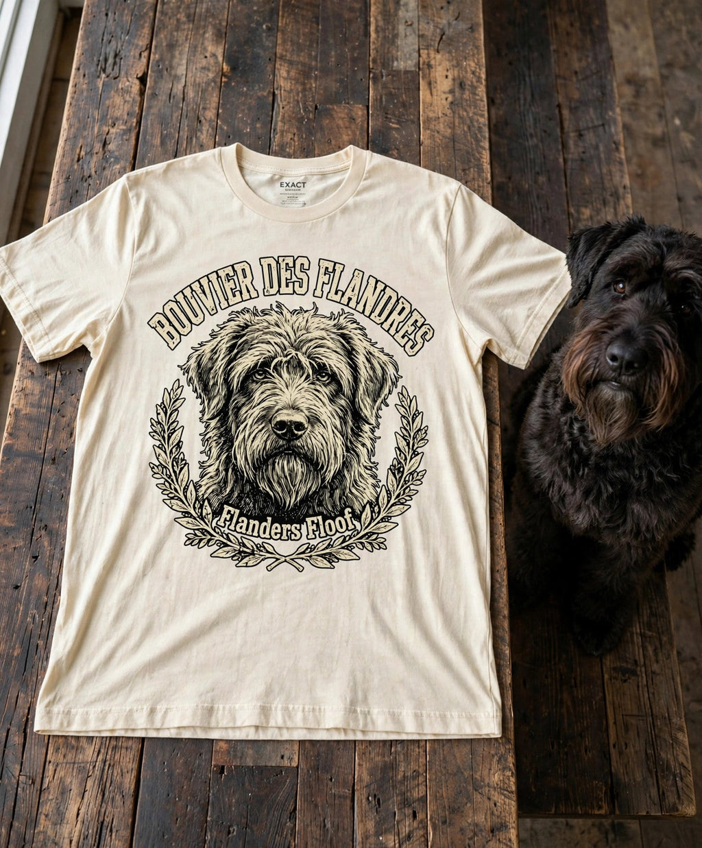 'Flanders Floof' Bouvier des Flandres T-Shirt in Butter
