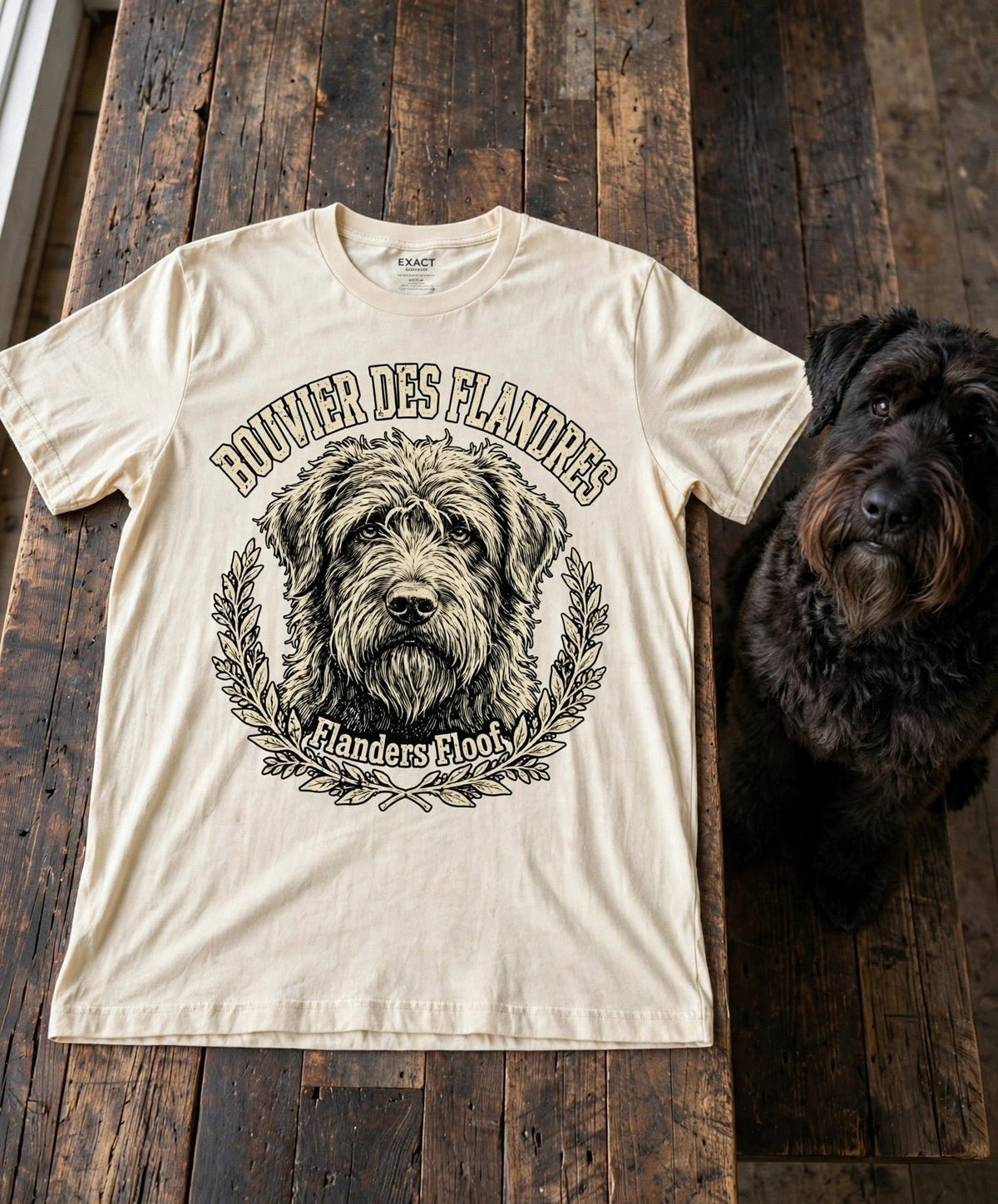 'Flanders Floof' Bouvier des Flandres T-Shirt in Butter