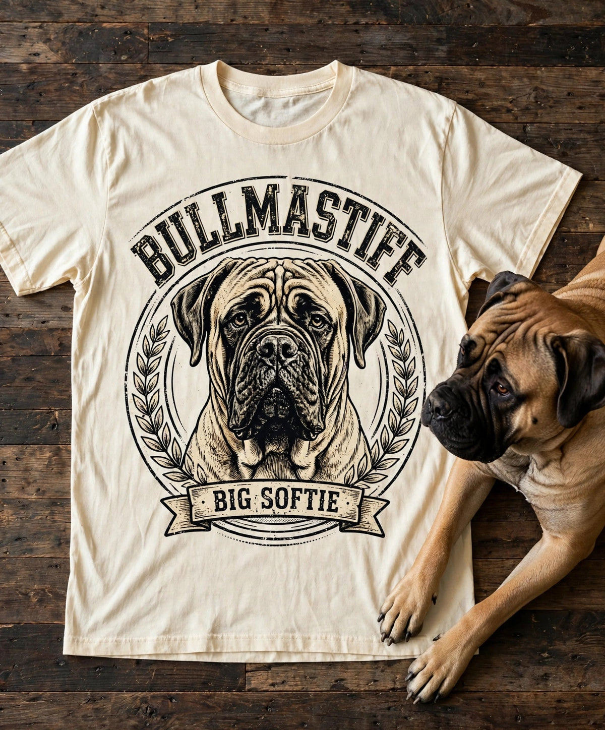 'Big Softie' Bullmastiff T-Shirt in Butter