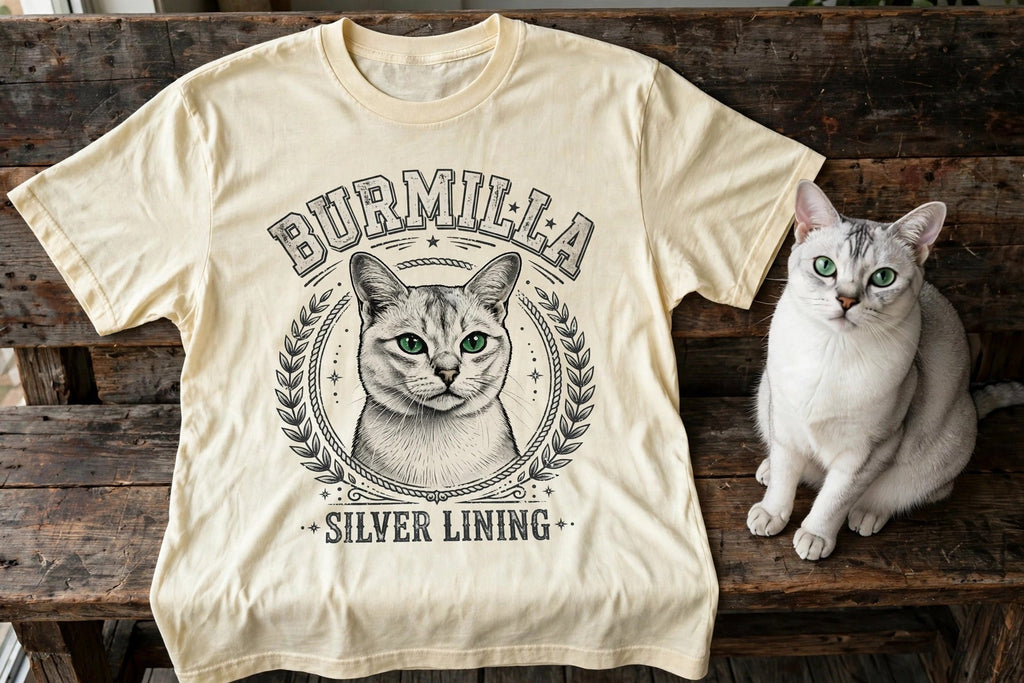 'Silver Lining' Burmilla Cat T-Shirt — alternate view