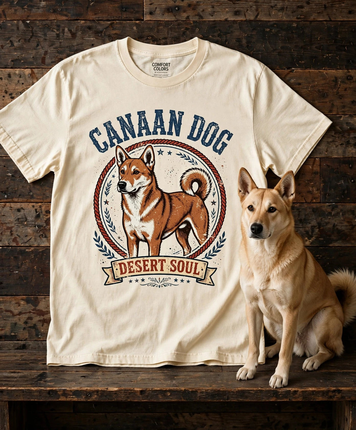 Canaan Dog Desert Soul Tee — Comfort Colors fabric detail