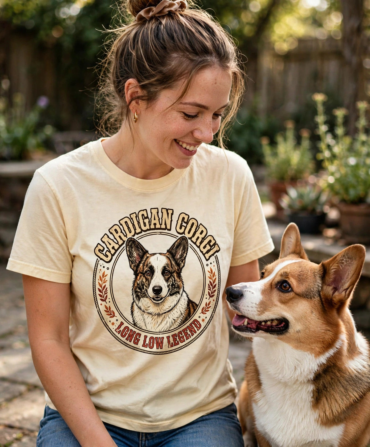 'Corgi Long Low Legend Cardigan' Cardigan Welsh Corgi T-Shirt — alternate view