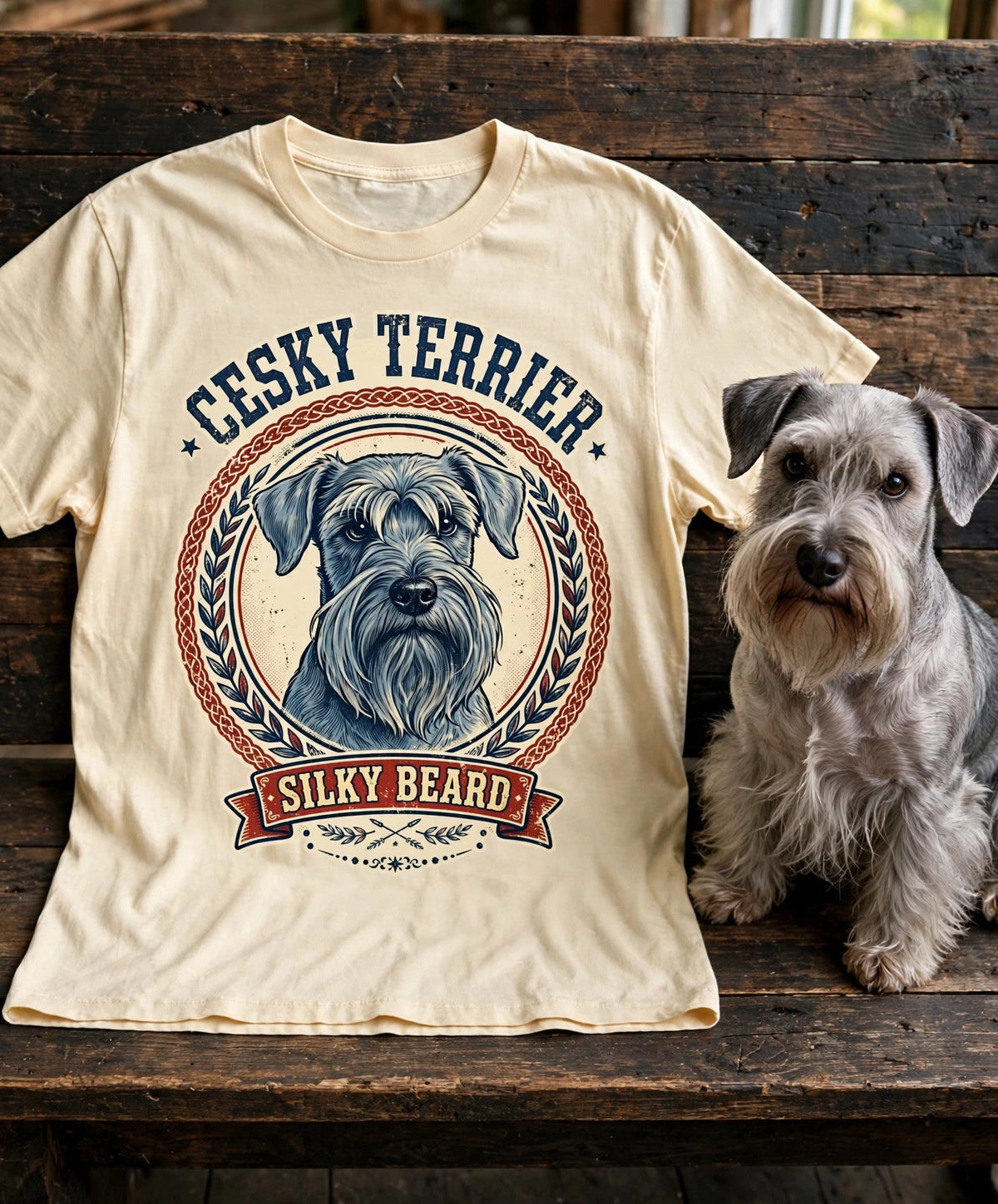 Cesky Terrier Silky Beard Tee — Comfort Colors fabric detail