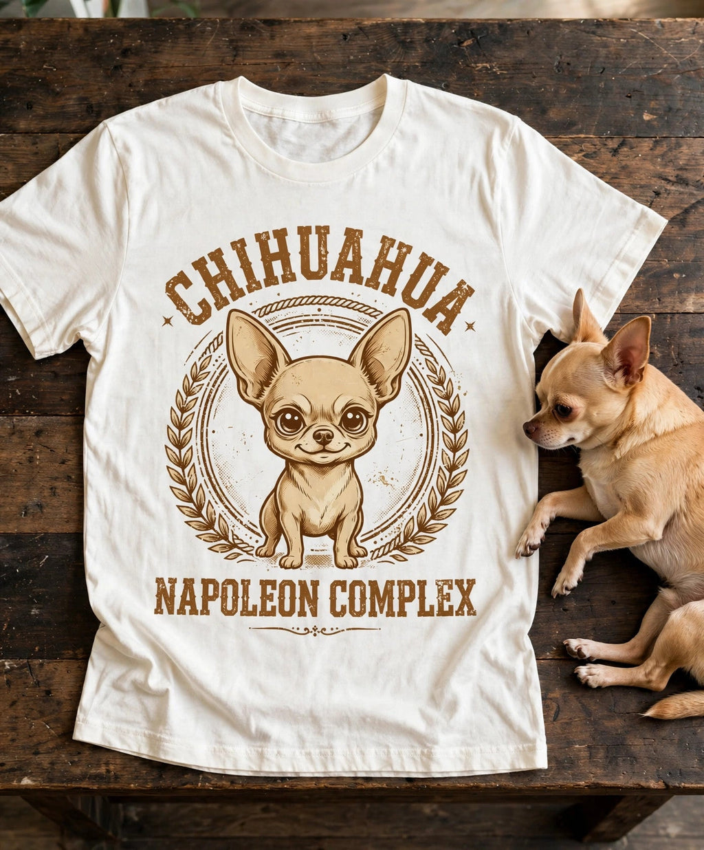 'Napoleon Complex' Chihuahua T-Shirt in Butter