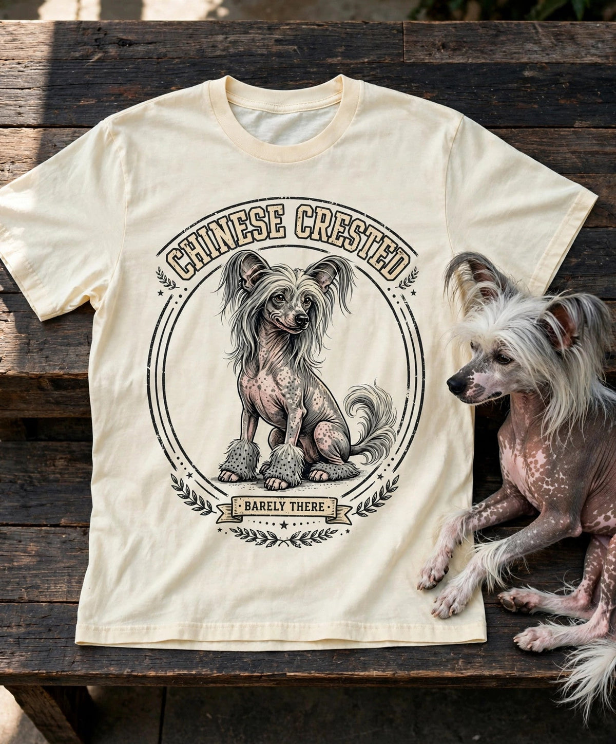 Chinese Crested Barely There Tee — Comfort Colors fabric detail