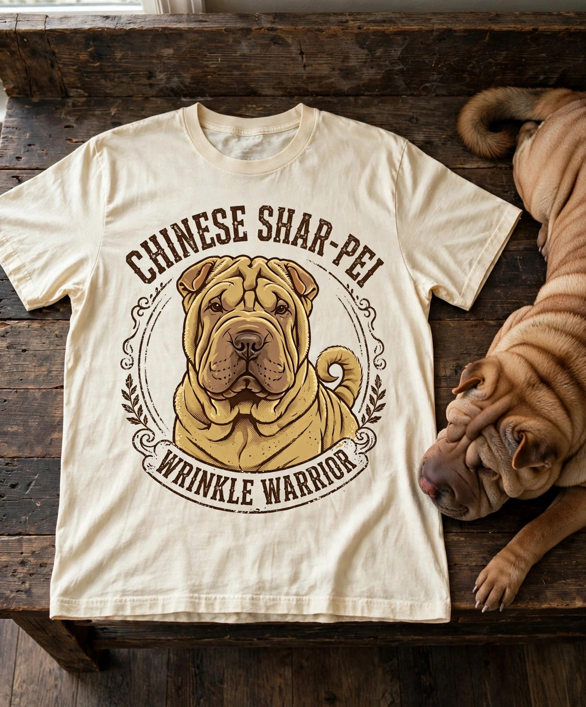 Chinese Shar-Pei Wrinkle Warrior Tee — Comfort Colors fabric detail