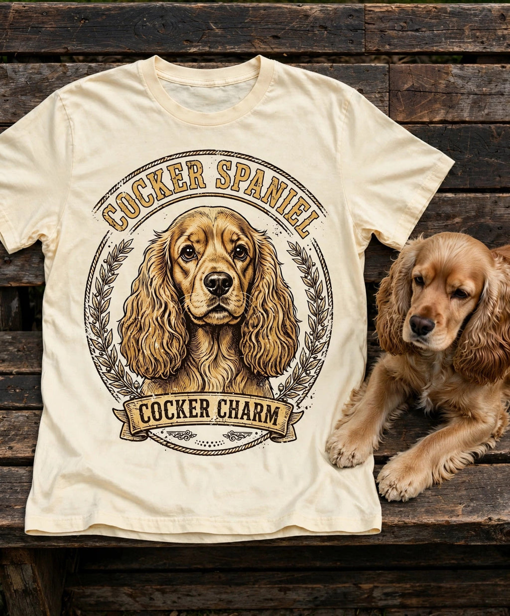 'Cocker Charm' Cocker Spaniel Cocker Charm T-Shirt — alternate view