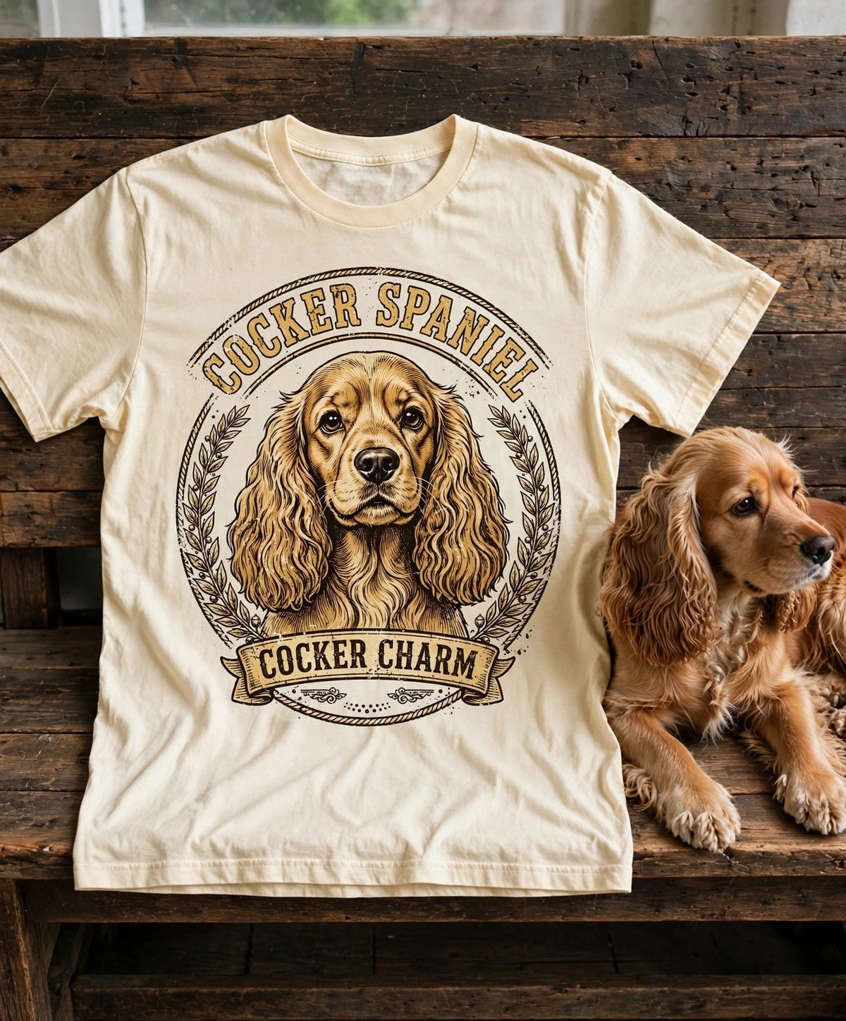 Cocker Spaniel Cocker Charm Tee — Comfort Colors fabric detail