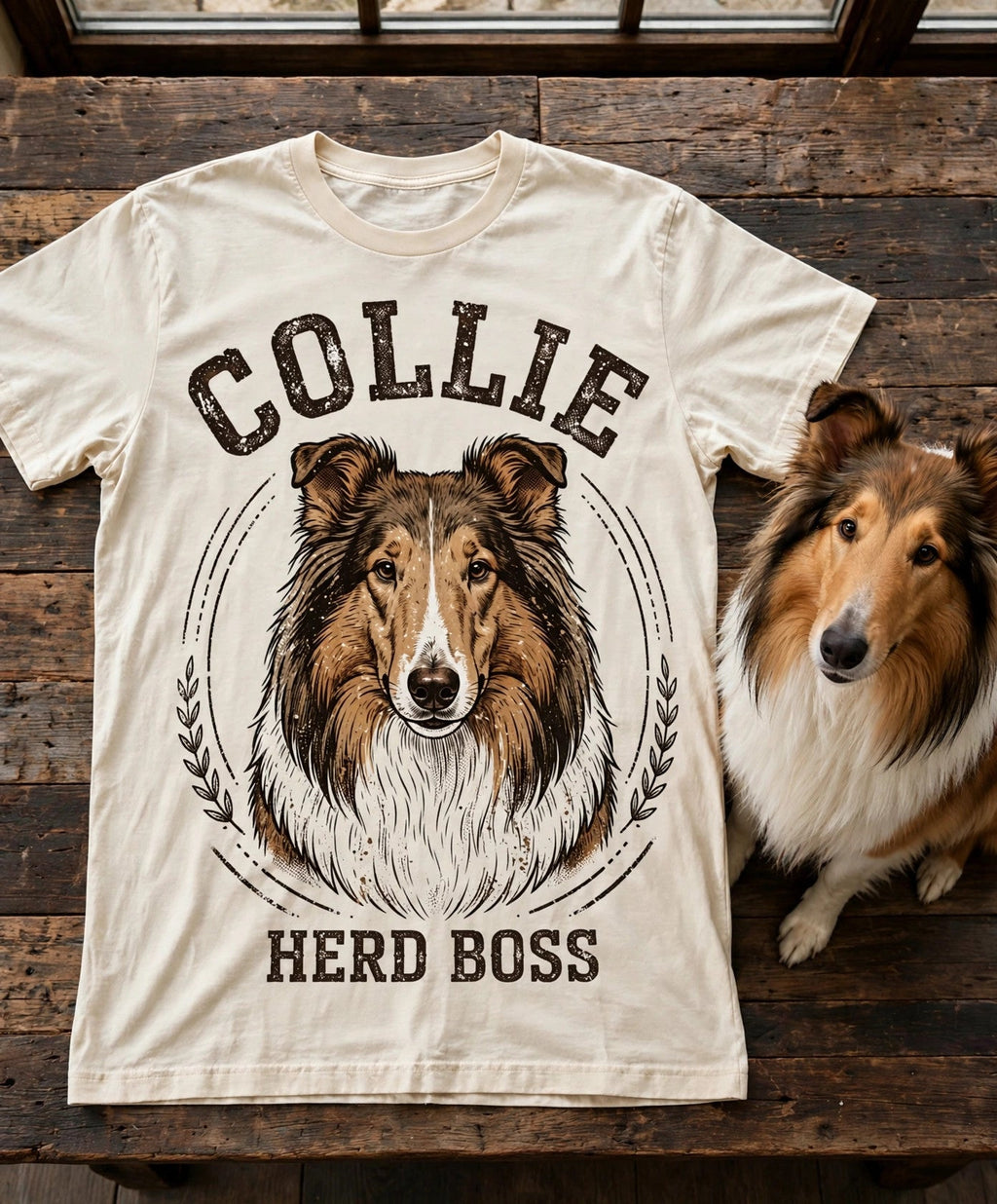 'Herd Boss' Collie T-Shirt in Butter