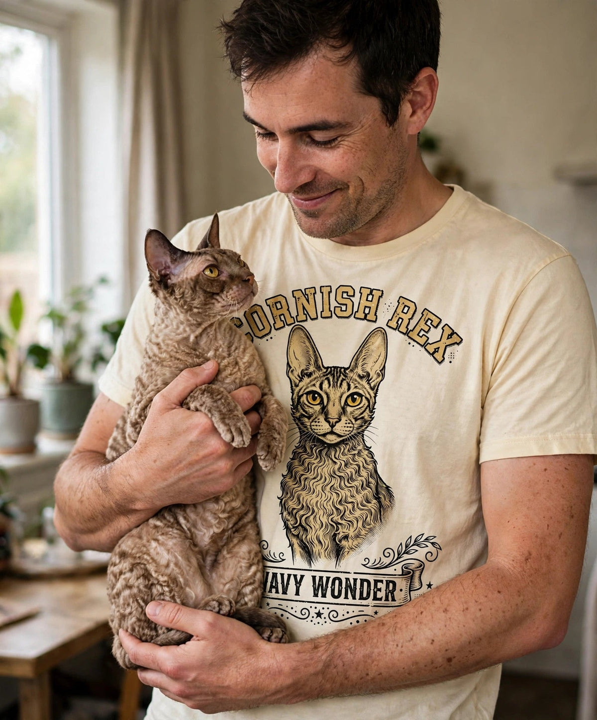 'Wavy Wonder' Cornish Rex Cat T-Shirt — alternate view