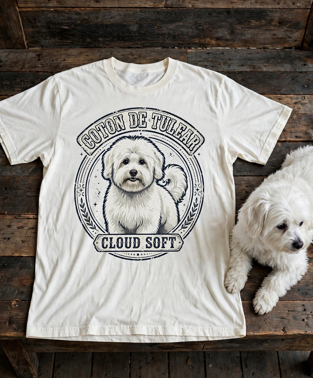 'Cloud Soft' Coton de Tulear T-Shirt in Butter