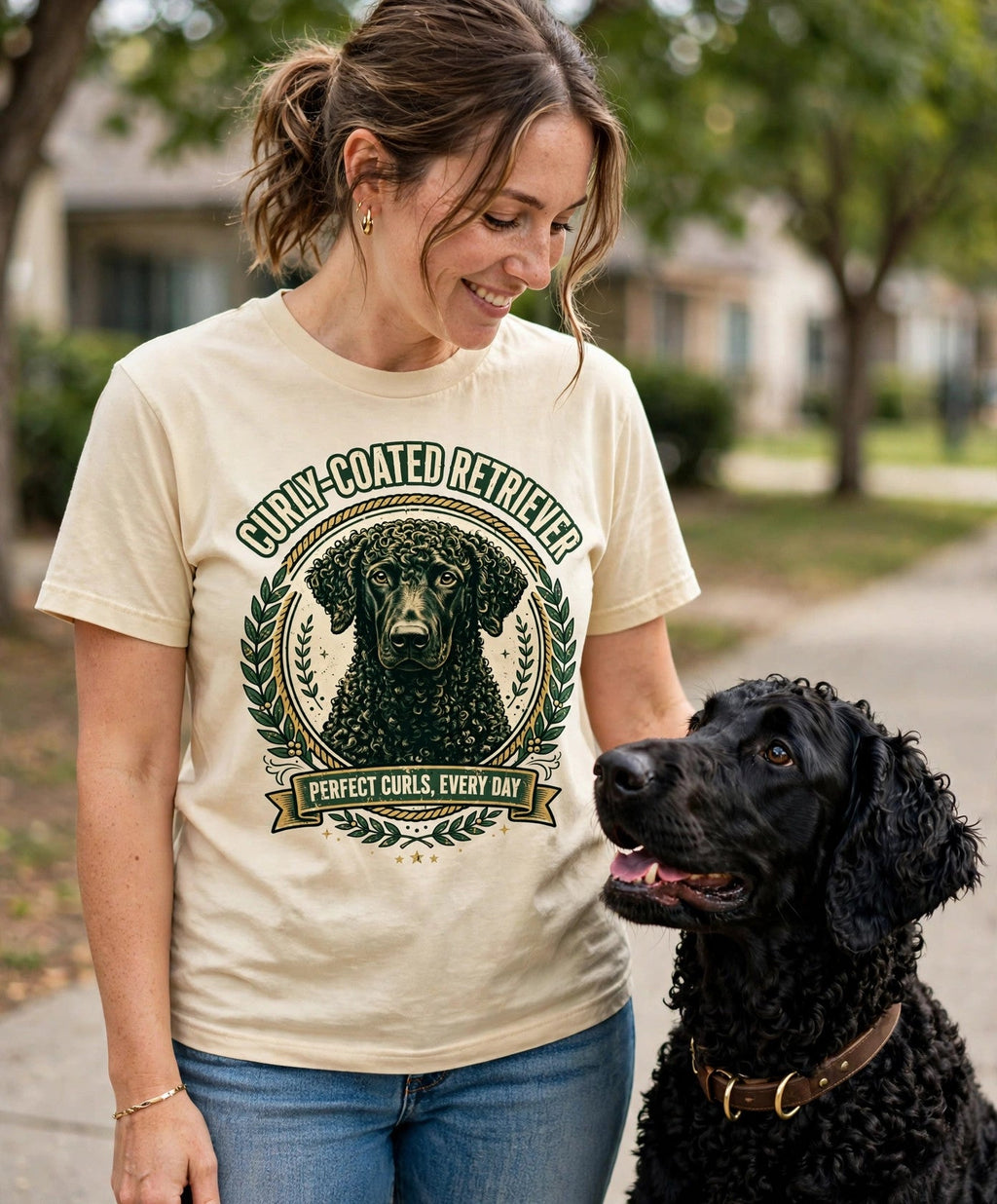 'Perfect Curls' Curly-Coated Retriever T-Shirt — alternate view