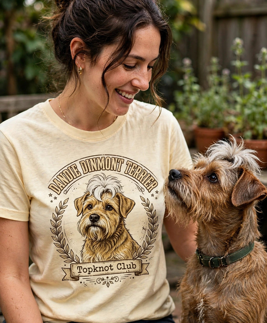 'Topknot Club' Dandie Dinmont Terrier T-Shirt — alternate view