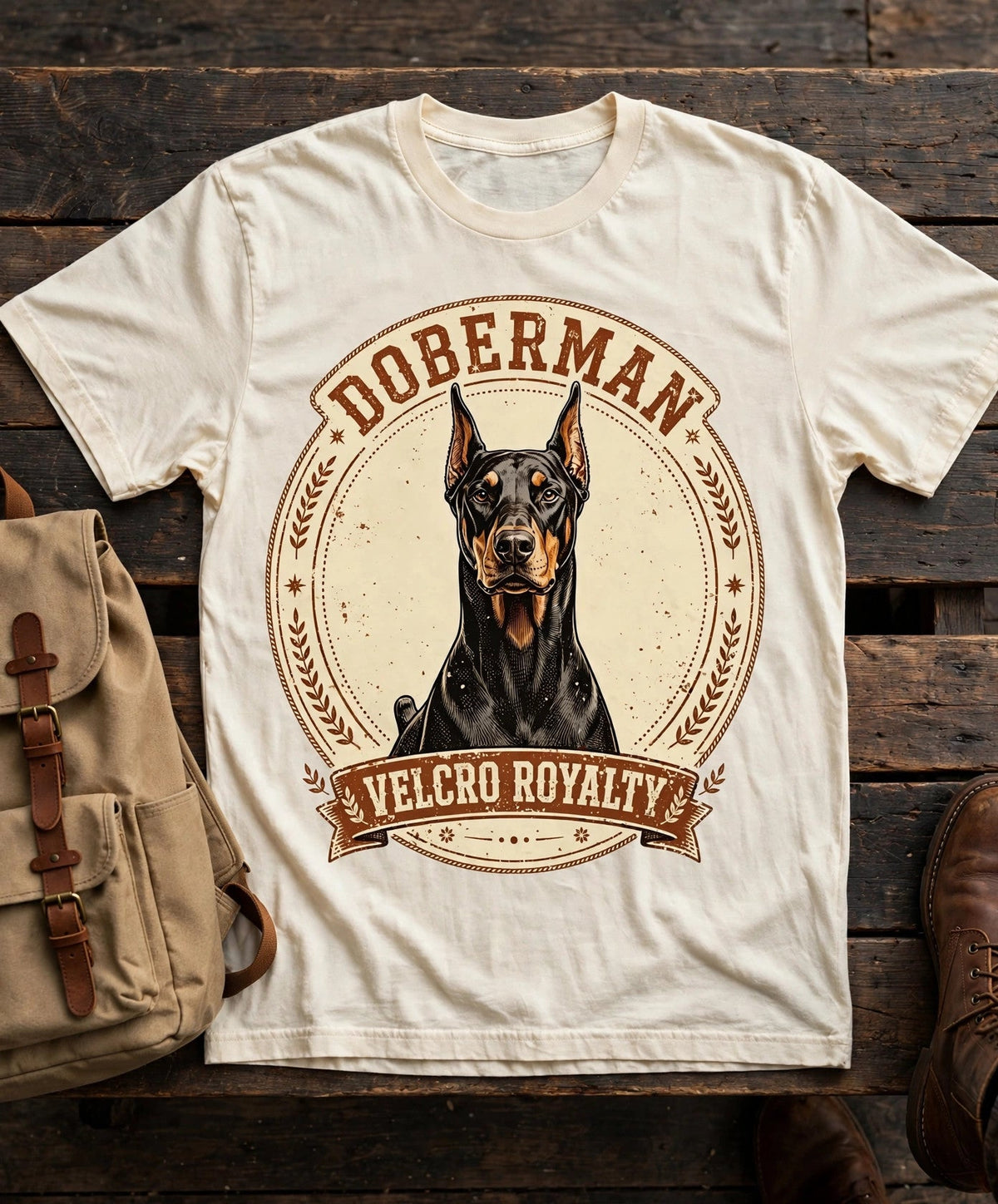 'Velcro Royalty' Doberman Pinscher T-Shirt — alternate view