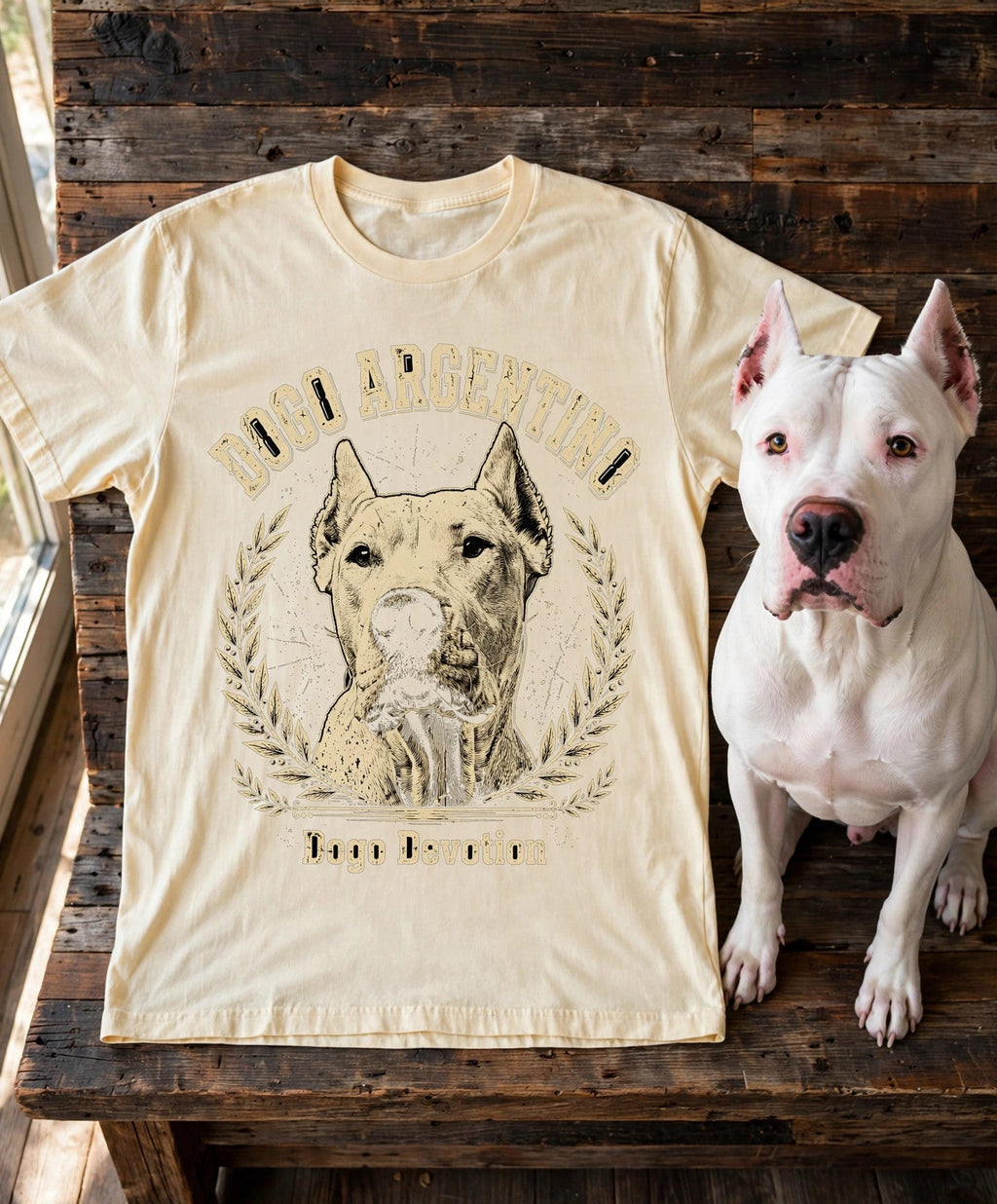 'Dogo Devotion' Dogo Argentino T-Shirt in Butter