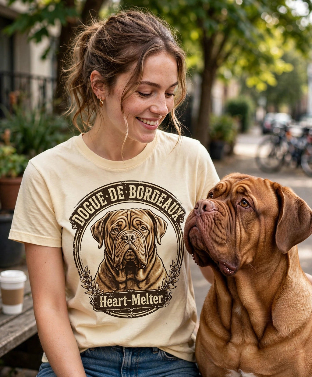 'Heart-Melter' Dogue de Bordeaux T-Shirt in Butter