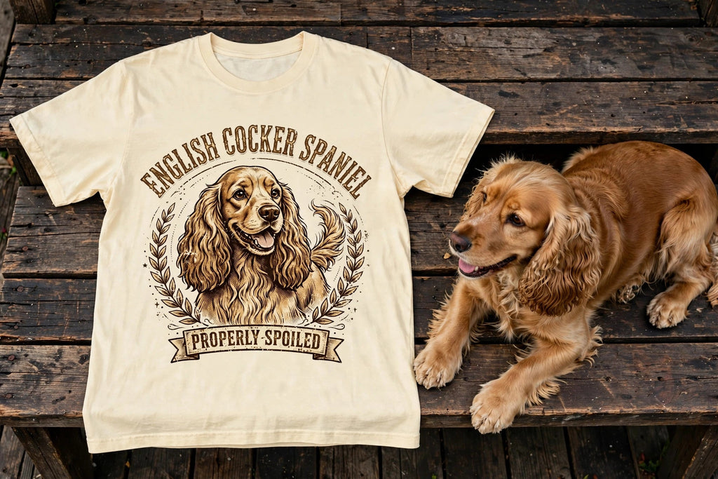 'Properly Spoiled' English Cocker Spaniel T-Shirt — alternate view