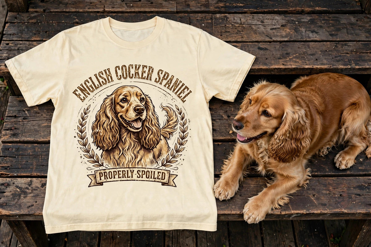 'Properly Spoiled' English Cocker Spaniel T-Shirt — alternate view