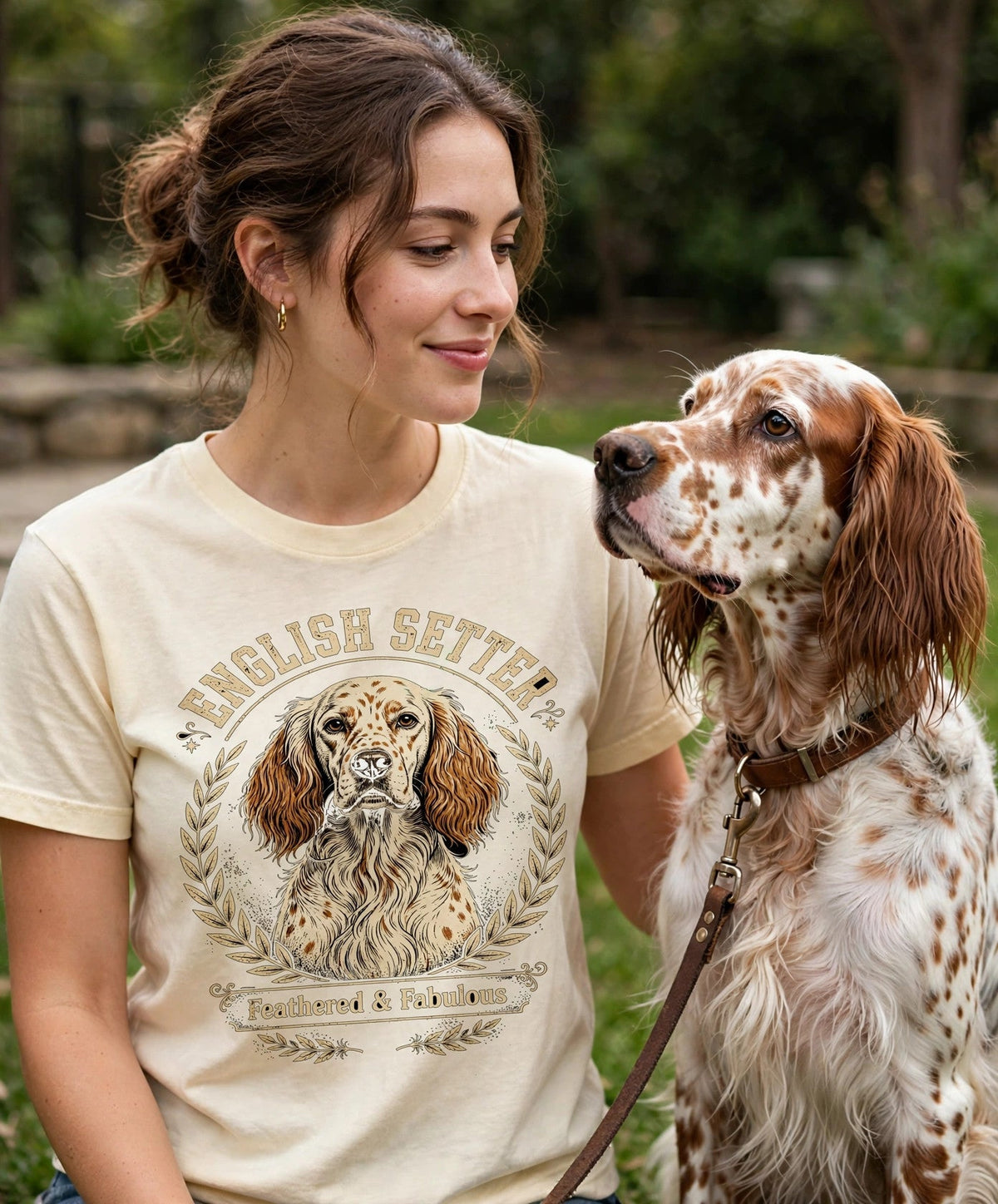 English Setter Feathered & Fabulous Tee — Comfort Colors fabric detail
