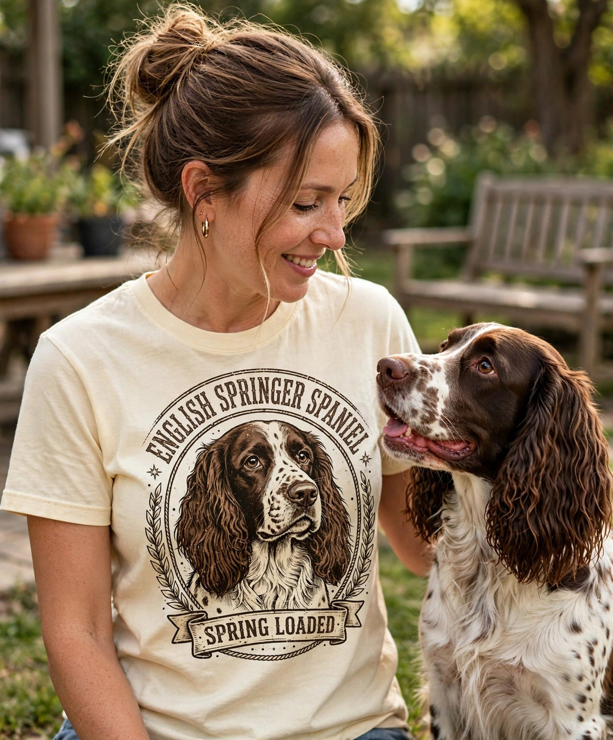 'Spring Loaded' English Springer Spaniel T-Shirt — alternate view