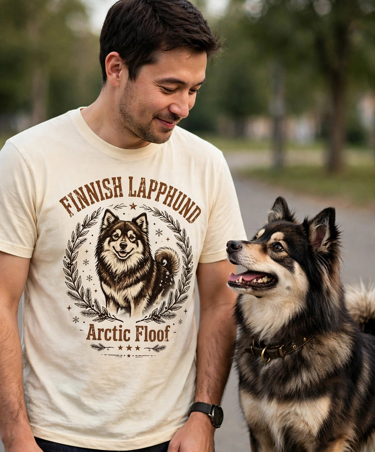 'Arctic Floof' Finnish Lapphund T-Shirt — alternate view